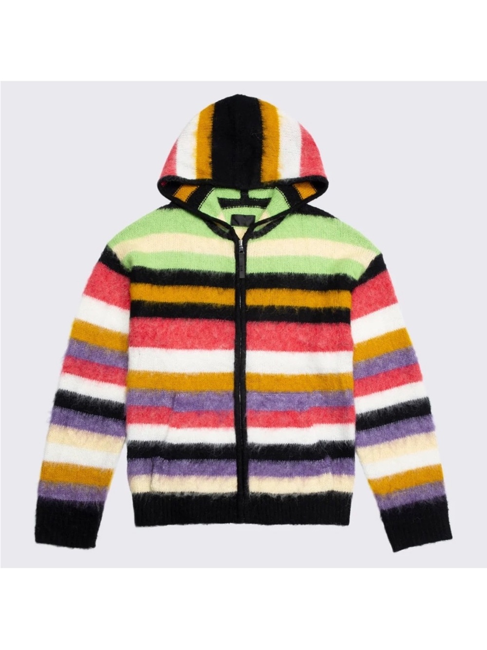 NEW RTA Alika Striped Hooded Zip-Up Sweater MultiColor Small Wool Alpaca Unisex